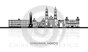 Silhouette Skyline panorama of city of Chihuahua, Mexico