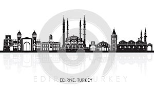 Silhouette Skyline panorama of city of Edirne, Turkey