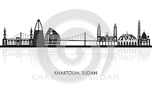 Silhouette Skyline panorama of city of Khartoum, Sudan