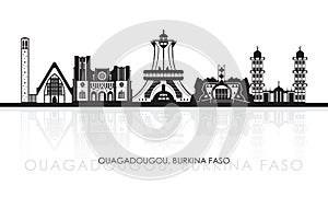 Silhouette Skyline panorama of city of Ouagadougou, Burkina Faso