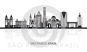 Silhouette Skyline panorama of city of Sao Paulo, Brazil