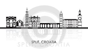 Silhouette Skyline panorama of City of Split, Croatia