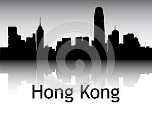 Silhouette Skyline Panorama of Hong Kong