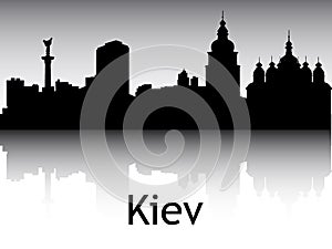 Silhouette Skyline Panorama of Kiev Ukraine