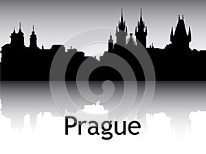 Silhouette Skyline Panorama of Prague Czech Republic