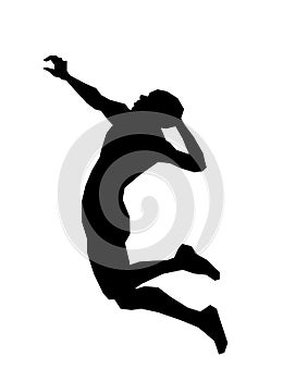 Silhouette of a slender man jump