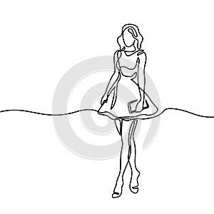 Silhouette of slender woman in short dress