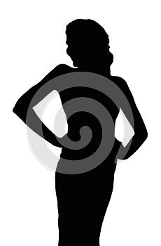 Silhouette of Slim Girl Posing at Beauty Pageant
