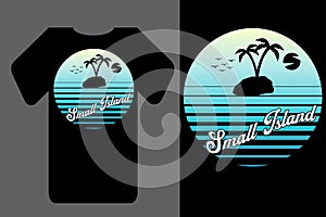 Silhouette small island retro vintage mockup t shirt