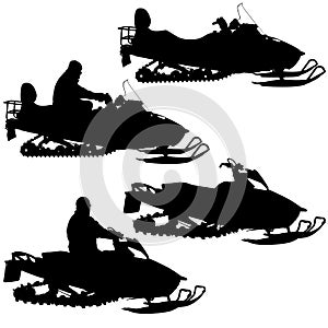 Silhouette snowmobile on white background. Vector illustration photo