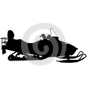 Silhouette snowmobile on white background. Vector illustration photo