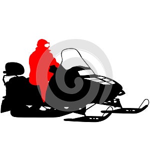 Silhouette snowmobile on white background. Vector illustration photo