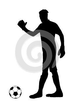 Silhouette of Soccer Goalie Preparing to Kick Ball, originating image from Generative AI technology