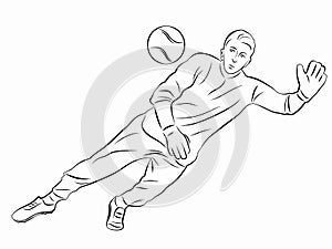 Silhouette of soccer goalie, vector draw