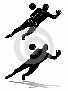 Silhouette of soccer goalie, vector draw