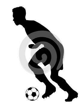 Silhouette of Soccer Player Dribbling ball, originating image from Generative AI technology