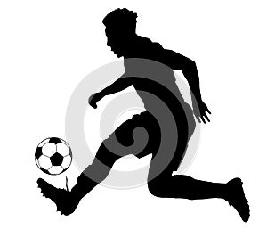 Silhouette of Soccer Player Dribbling ball, originating image from Generative AI technology