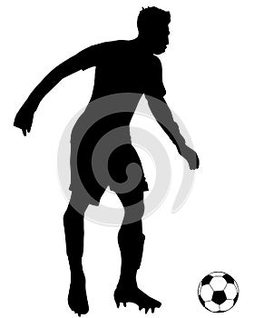 Silhouette of Soccer Player Taking Penalty Kick, originating image from Generative AI technology