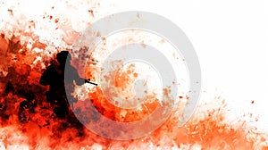 Silhouette soldier in abstract firestorm banner image, ai generated photo