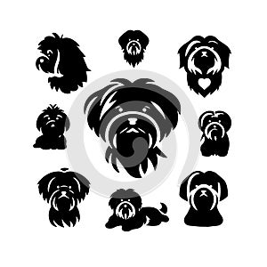 Silhouette Solid Vector Icon Set Of Dog, Breeds, Canine, Pooch, Hound, Puppy, Mutt, Pet, Doggy.