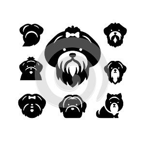 Silhouette Solid Vector Icon Set Of Dog, Breeds, Canine, Pooch, Hound, Puppy, Mutt, Pet, Doggy.