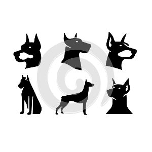 Silhouette Solid Vector Icon Set Of Dog, Breeds, Canine, Pooch, Hound, Puppy, Mutt, Pet, Doggy.