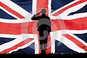 Solider Silhouette With British Flag