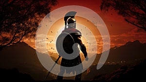 Silhouette Spartan warrior