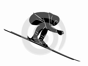 silhouette of speed skier, vector drawing