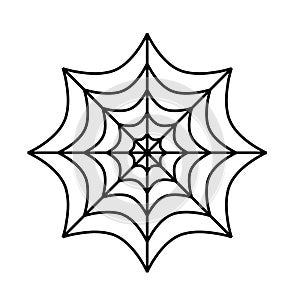 Silhouette of spider cobweb on white background. Vector Illustration.