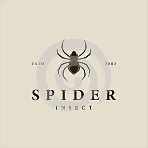 silhouette spider logo vintage vector illustration template icon graphic design. insect arthropod sign or symbol for sport comic