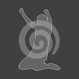 silhouette of a sportsman cheering. Vector illustration decorative design