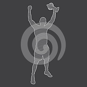 silhouette of a sportsman holding a trophy. Vector illustration decorative design