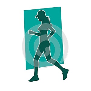 Silhouette of a sporty woman in running pose.