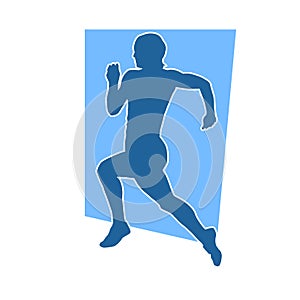 Silhouette of a sporty woman in running pose.