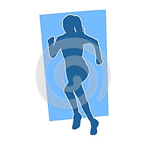 Silhouette of a sporty woman in running pose.