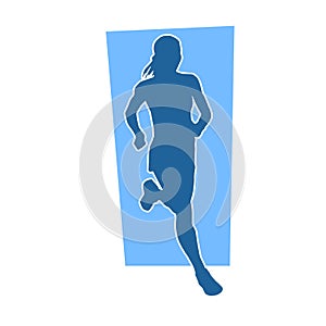 Silhouette of a sporty woman in running pose.