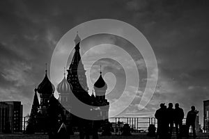 Silhouette of St Basil Cathedral  moscow russia