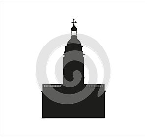 Silhouette of St Philip\'s Cathedral Birmingham in England isolated on a white background