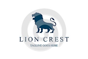 Silhouette of Standing Lion Leo Crest Logo Design