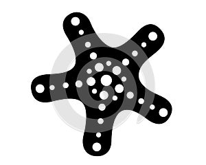 The silhouette of a star. Black Starfish vector silhouette of a sea animal for pictogram or logo.