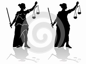 silhouette of the statue of justice , vector drawing
