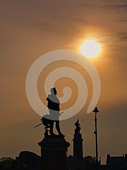 Sunrise over Sir Francis Drake Plymouth Hoe photo