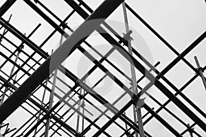 Silhouette of steel scaffolding.