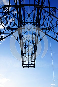 Silhouette of the steel structure of an old crane in Lyon