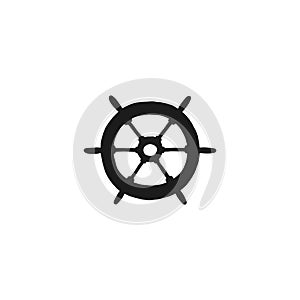 Silhouette of steering-wheel rudders. Vector black white doodle sketch outline retro isolated illustration.