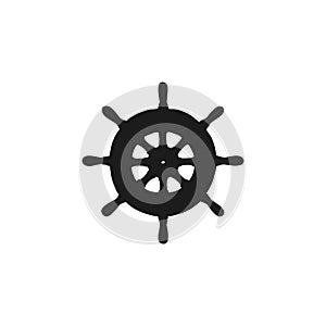 Silhouette of steering-wheel rudders. Vector black white doodle sketch outline retro isolated illustration.