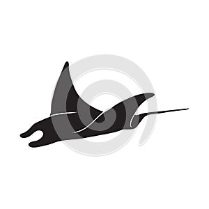 Silhouette of sting ray. Vector illustration decorative design