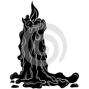 Silhouette straight burning melted candle