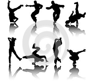 Silhouette street dancers vector